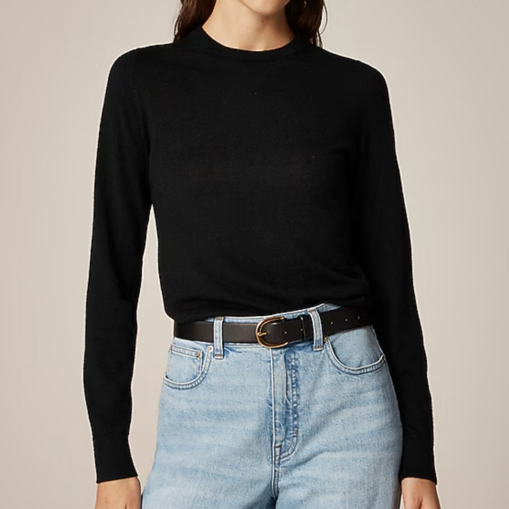 J.crew black fitted crewneck long sleeve sweater in merino wool sz small